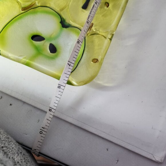 Kitchen Depot Art Glass Apple Print Square Appetizer Platter Serving Dish NEW - Picture 6 of 6